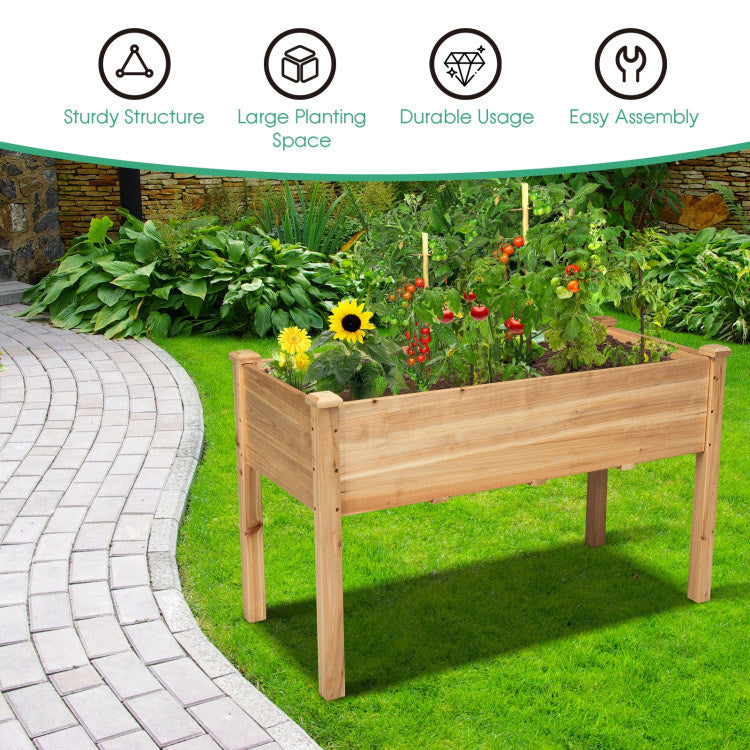 Wooden Raised Vegetable Garden Bed Elevated Grow Vegetable Planter Doba